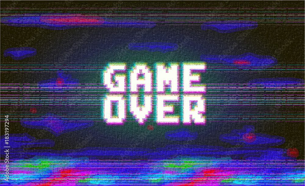 Stock-Vektorgrafik „Vector game over phrase in pixel art style with ...
