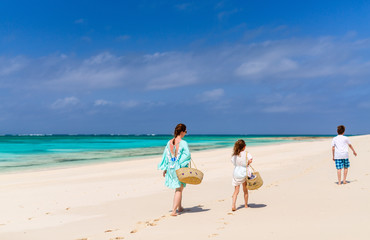 Wall Mural - mother and kids at tropical beach