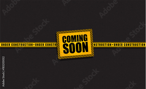 Coming Soon And Under Construction Trendy Yellow Banner Template