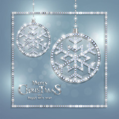 Wall Mural - Winter background snowflakes. Christmas Greeting and New Years card templates with White gold patterned and diamond crystals on background color.