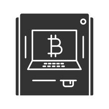 ATM Machine With Bitcoin Sign Glyph Icon