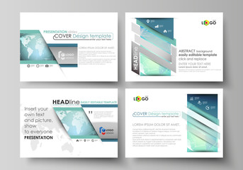 The minimalistic abstract vector illustration of the editable layout of the presentation slides design business templates. Chemistry pattern, molecule structure, geometric design background.