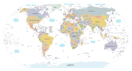 Naklejka na meble Bardzo szczegółowa polityczna mapa świata. EPS 10 wektor
