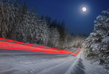 Wall Mural - Light trails of car