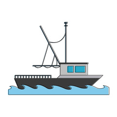 Wall Mural - Fishing ship isolated icon vector illustration graphic design