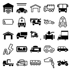 Poster - Set of 25 auto filled and outline icons