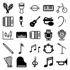 Wall Mural - Set of 25 musical filled and outline icons