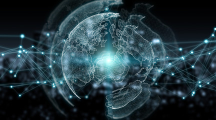 Fototapete - Connections system global world view 3D rendering