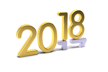 Wall Mural - Happy New Year 2018. Golden Numbers with 17 digits going down.3D Render Illustration

