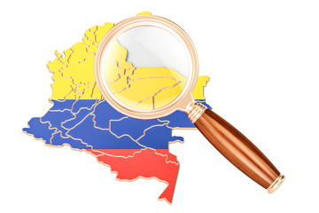 Poster - Colombia under magnifying glass, analysis concept, 3D rendering