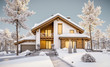 © korisbo - 3d rendering of modern cozy house in chalet style