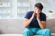 © Elnur - Young man recovering healing at home after plastic surgery nose