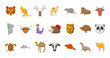Animals icon set, cartoon style