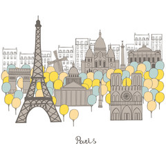 Wall Mural -  Paris. Vector sketch illustration