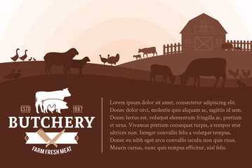 Wall Mural - Vector butcher shop illustration