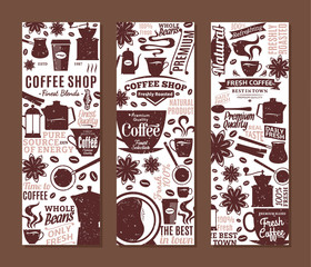 Wall Mural - Retro styled vector coffee banners