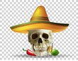 skull in sombrero. Mexican holiday. Realistic vector. Vector