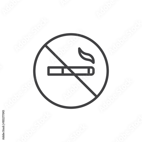 Cuadros en Lienzo No smoking cigarette line icon, outline vector sign, linear style pictogram isolated on white
