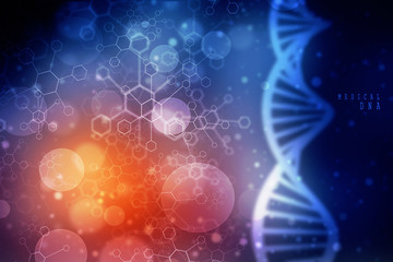 3d render of dna structure, abstract background