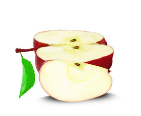 Wall Mural - red apple and piece isolated on white