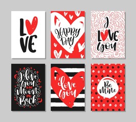 Wall Mural - Set of Romantic greeting cards for Valentine's day