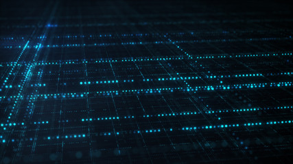 Wall Mural - blue sci-fi grid information technology concept