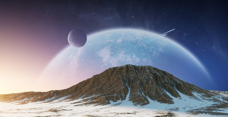 Wall Mural - exoplanets in space 3d rendering elements of this image furnished by nasa
