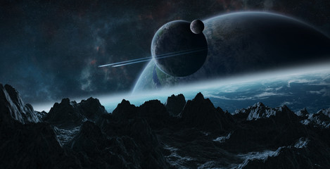 Wall Mural - asteroids flying close to planets 3d rendering elements of this image furnished by nasa