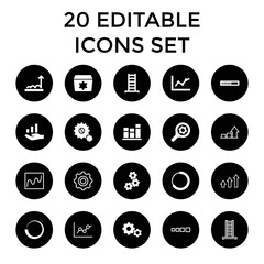 Progress icons. set of 20 editable filled and outline progress icons