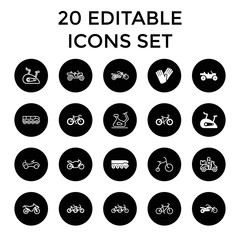 Sticker - Bike icons. set of 20 editable filled and outline bike icons