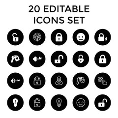 Sticker - Secret icons. set of 20 editable filled and outline secret icons