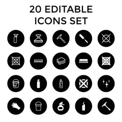 Canvas Print - Cleaning icons. set of 20 editable filled and outline cleaning icons