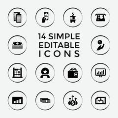 Wall Mural - Set of 14 finance filled icons