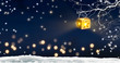 schneelandschaft, laterne, nachthimmel, weihnachtstern, hintergrund