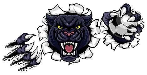 Black Panther Soccer Mascot Breaking Background