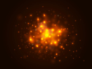 Wall Mural - christmas lights concept. gold bokeh lights background. backlit dust particles and lens flare. vecto