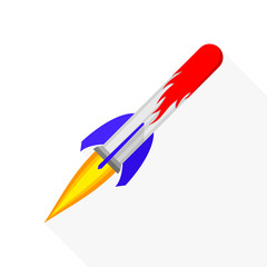 Wall Mural - Spaceship icon in flat design. Vector illustration.