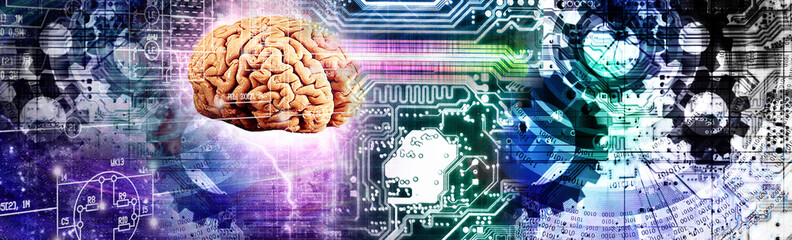 Wall Mural - cyber brain technology