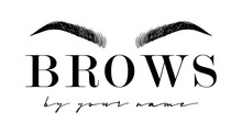 Beautiful Hand Drawing Eyebrows For The Logo Of The Master On The Eyebrows. Business Card Template.