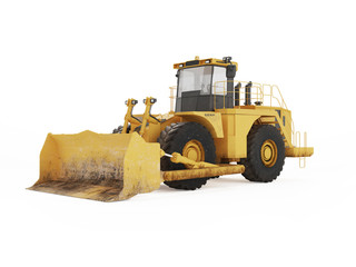 Big yellow bulldozer. 3D rendering