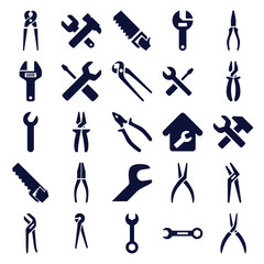 Wall Mural - Set of 25 wrench filled icons