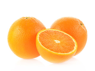 Poster - Orange fruit slice on white background