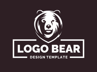 Wall Mural - bear logo - vector illustration, emblem design on brown background