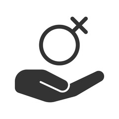 Poster - Open hand with female symbol glyph icon