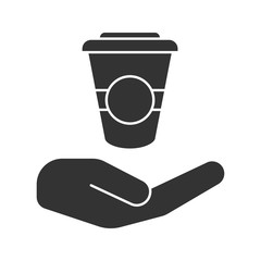 Poster - Open hand with paper cup glyph icon