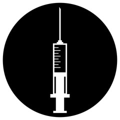 Wall Mural - Medical syringe icon in black circle. Vector.