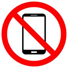 Sticker - no cell phones use crossed out sign. smartphone icon in red circle.