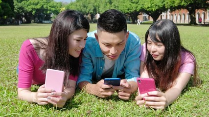 Sticker - happy student play phone