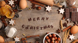 Fototapeta Panele - merry christmas background with spices and biscuit