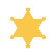 Yellow sheriff star. Vector illustration.
